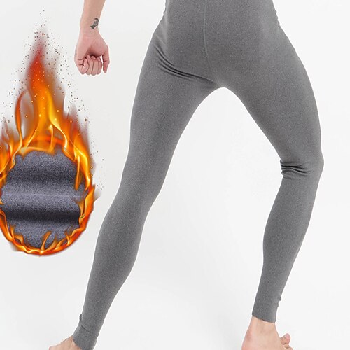 

Men's Long Johns Thermal Underwear Thermal Pants Pure Color Tights / Leggings Home Daily Fleece Comfort Warm Pant Elastic Waist Winter Wine Dark Gray