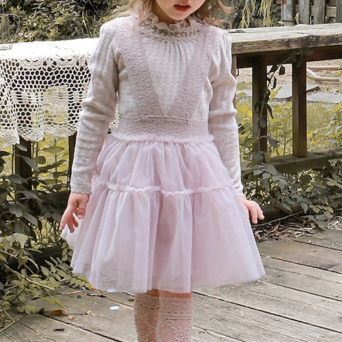 

Kids Girls' Skirt Solid Color Active Outdoor Cotton 3-7 Years Winter Pink Beige / Cute / Fall / Knee-length