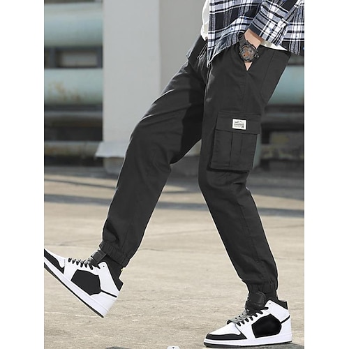 

Men's Cargo Pants Joggers Trousers Casual Pants Multi Pocket Solid Colored Ankle-Length Casual Daily Cotton Blend Simple Casual / Sporty Khaki Gray