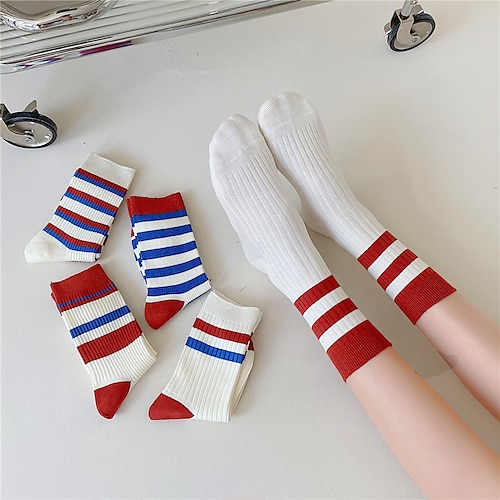 

Women's Crew Socks Home Gift Daily Checkered / Gingham Cotton Casual Warm Elastic Sports 1 Pair