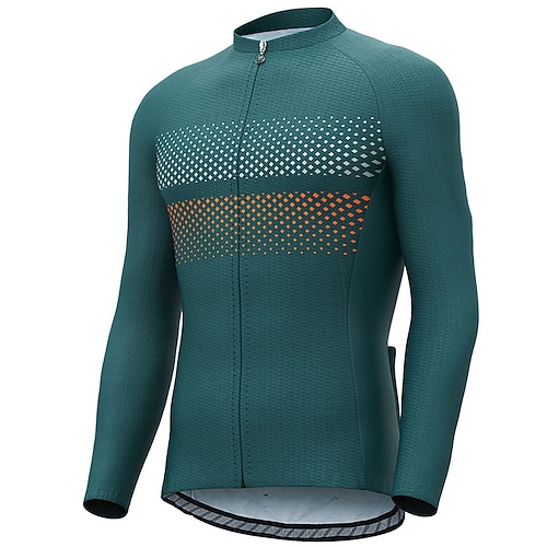 

Men's Cycling Jersey Long Sleeve Bike Jersey Top with 3 Rear Pockets Mountain Bike MTB Road Bike Cycling Breathable Quick Dry Moisture Wicking Reflective Strips Green White Polka Dot Spandex Sports