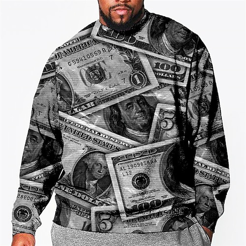

Men's Plus Size Pullover Sweatshirt Big and Tall Graphic Crew Neck Long Sleeve Spring & Fall Basic Fashion Streetwear Comfortable Casual Sports Tops
