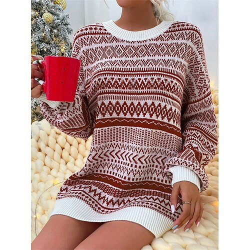 

Women's Casual Dress Shift Dress Knit Dress Black Khaki Red Long Sleeve Knit Winter Fall Autumn Crew Neck Winter Dress Fall Dress Loose Fit 2022 S M L XL 2XL