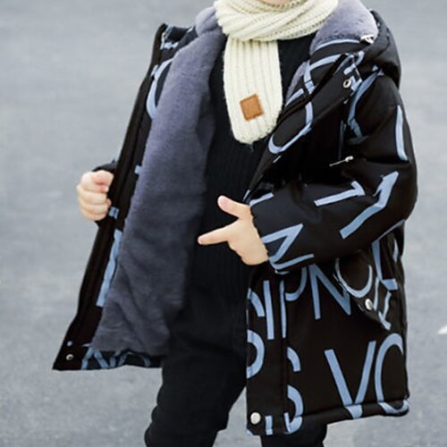 

Kids Boys Hoodie Jacket Outerwear Letter Long Sleeve Coat Outdoor Adorable Daily Black Winter Fall 7-13 Years