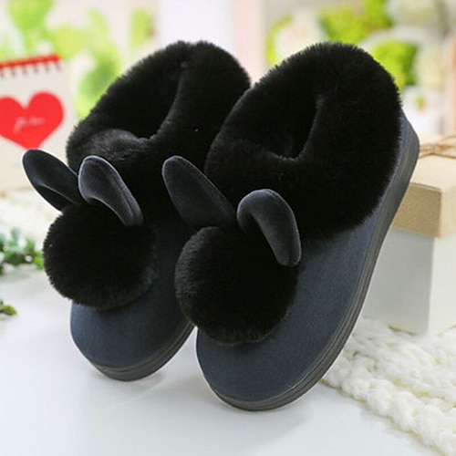 

Women's Slippers Home Daily Fuzzy Slippers Fluffy Slippers House Slippers Indoor Shoes Winter Flat Heel Round Toe Casual Classic Sweet PVC Loafer Solid Colored Black Rosy Pink Red