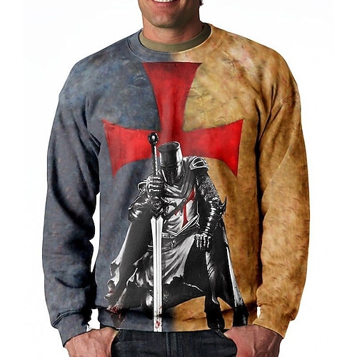 

Men's Unisex Sweatshirt Pullover Brown White Crew Neck Graphic Prints Cross Print Daily Sports Holiday 3D Print Streetwear Designer Casual Clothing Apparel Hoodies Sweatshirts Long Sleeve