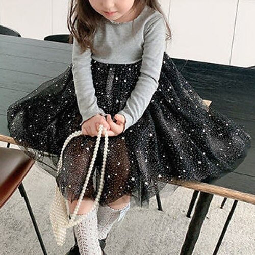 

Kids Girls' Dress Solid Colored A Line Dress Dress School Long Sleeve Cute Dress 2-6 Years Winter Black