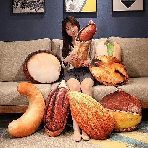 

Creative Simulation Nut Pillow Plush Toys Food Pistachios Peanuts Pecans Cashews Home Decorations