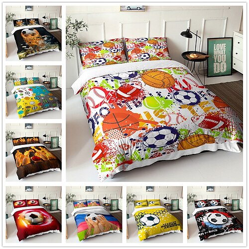 

Football Sports 3 Piece Duvet Cover Set Bedding Set Comfortable Quilt Cover Soft Lightweight Microfiber Including 1 Duvet Cover 2 Twin/King/King Pillow Case 1 Twin/Twin Pillow Case