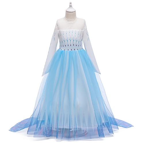 

bambini ragazze 'congelato elsa costume vestito performance party blu viola azzurro asimmetrico manica lunga principessa dolce abiti autunno inverno vestibilità regolare 3-12 anni