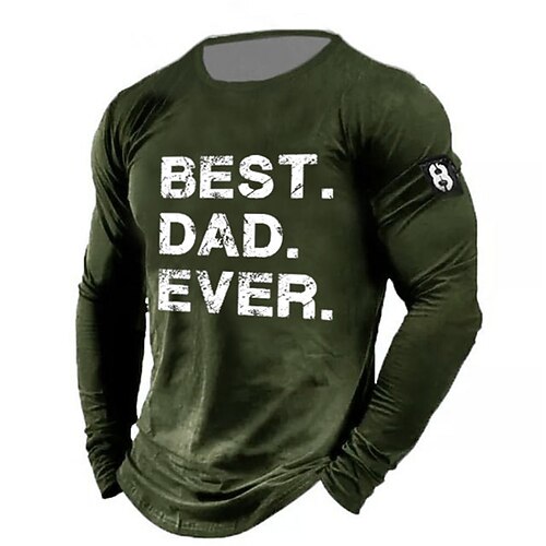 

Men's T shirt Tee Letter Graphic Prints Crew Neck Black Blue Army Green Dark Gray Red 3D Print Outdoor Street Long Sleeve Print Clothing Apparel Basic Vintage Sports Designer