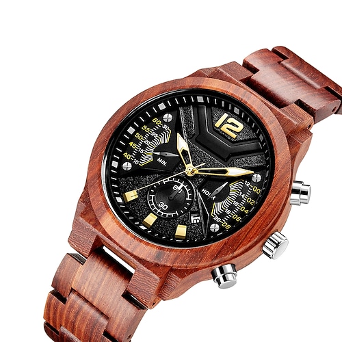 

Quartz Watch for Men Analog - Digital Quartz Luminous Vintage Casual Calendar Wooden wooden Classic Theme / One Year