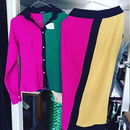 

Women's Plus Size Work Dress Color Block Shirt Collar Long Sleeve Fall Winter Work Elegant Maxi long Dress Going out Work Dress