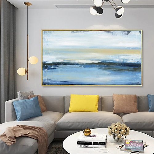 

Handmade Oil Painting Canvas Wall Art Decorative Abstract Knife Painting Seascape Blue For Home Decor Rolled Frameless Unstretched Painting