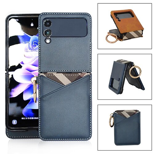 

Phone Case For Samsung Galaxy Flip Z Flip 4 Z Flip 3 Bumper Frame Full Body Protective Dustproof Solid Colored PC PU Leather