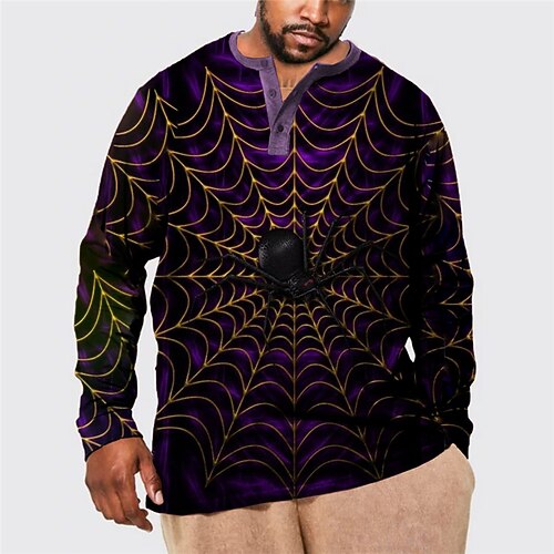 

Men's Plus Size Pullover Sweatshirt Big and Tall Graphic Henley Long Sleeve Spring & Fall Basic Fashion Streetwear Comfortable Casual Sports Tops