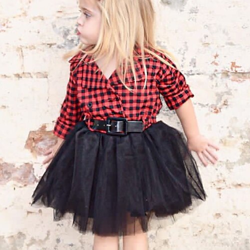 

Kids Girls' Dress Plaid Casual Dress Dress Outdoor Cotton Long Sleeve Daily Dress 3-6 Years Winter Black Red / Fall
