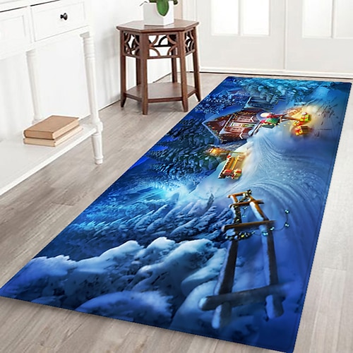 

Santa Claus Christmas Floor Mat Tree Home Decoration Flannel Fabric Printing Home Bathroom EntranceMat