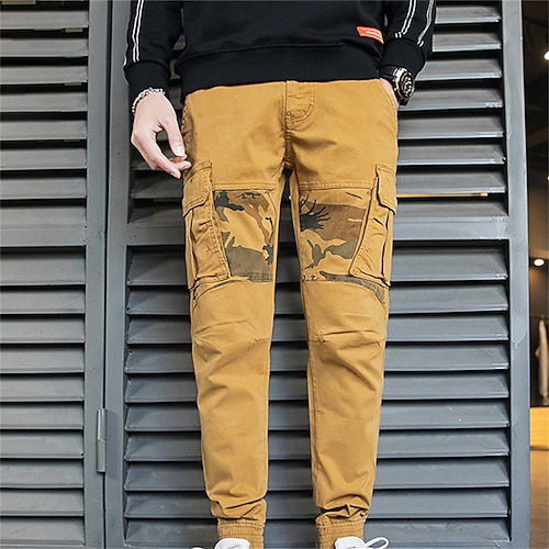 

Men's Cargo Pants Trousers Work Pants Multi Pocket Print Comfort Breathable Casual Daily Streetwear Cotton Blend Sports Fashion ArmyGreen turmeric Micro-elastic