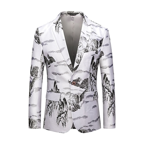 

Men's Fashion Blazer Long Standard Fit Pattern Single Breasted One-button White 2022