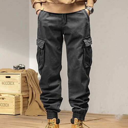 

Men's Cargo Pants Fleece Pants Winter Pants Trousers Multi Pocket Solid Colored Warm Daily Going out Streetwear Chic & Modern Casual ArmyGreen Grey Micro-elastic