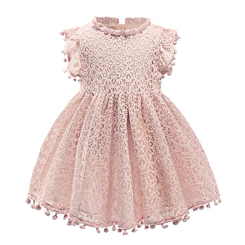 

First Communion Wedding Party A-Line Flower Girl Dresses Jewel Neck Knee Length Cotton Lace with Lace Pure Color Elegant Lace Back Cute Girls' Party Dress Fit 3-16 Years