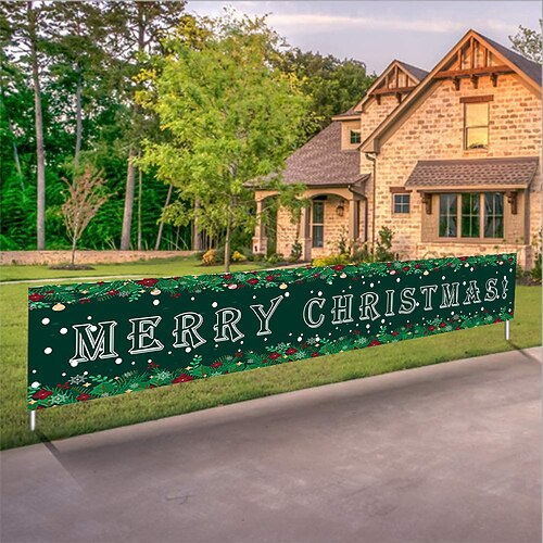 

Merry Christmas Banner, Outdoor Christmas Banner Decorations, Xmas Outdoor & Indoor Hanging Decor, Christmas Holidays Party Decor Supplies 30050cm (10ft18.9 Inch)