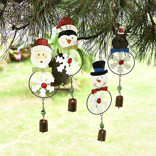 

Christmas Wind Chimes Dream Catcher Handmade Gift with Mental Bells Wall Hanging Decor Art Wind Chimes Boho Style Car Hanging Home Patio Pendant