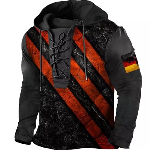 

Men's Pullover Hoodie Sweatshirt Pullover Black Hooded Stripes Graphic Prints Lace up Print Casual Daily Sports 3D Print Basic Streetwear Designer Spring Fall Clothing Apparel Hoodies Sweatshirts