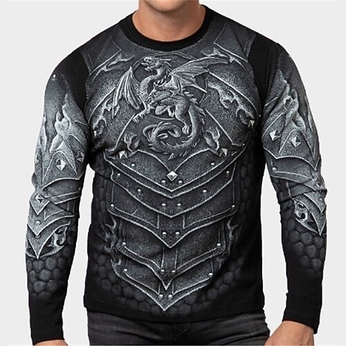 

Per uomo Plus Size maglietta Grande e alto Pop art Girocollo Manica lunga Primavera & Autunno Essenziale Di tendenza Streetwear Comodo Informale Sport Top