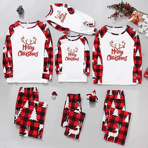 

Santa Claus Family Christmas Pajamas Nightwear Men's Women's Boys Girls' Cute Sweet Christmas New Year Christmas Eve Kid's Adults' Home Wear Polyester Top Pants