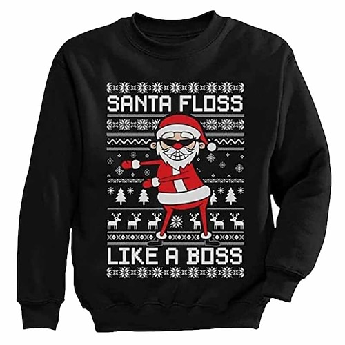 

Kids Boys Ugly Christmas Sweatshirt Pullover Letter Santa Claus Christmas Tree Long Sleeve Crewneck Children Top Outdoor Sweatshirt Pullover Fashion Cute Green Black Red 7-13 Years