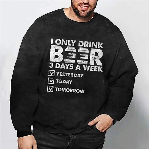 

Men's Plus Size Pullover Sweatshirt Big and Tall Graphic Crew Neck Long Sleeve Spring & Fall Basic Fashion Streetwear Comfortable Casual Sports Tops