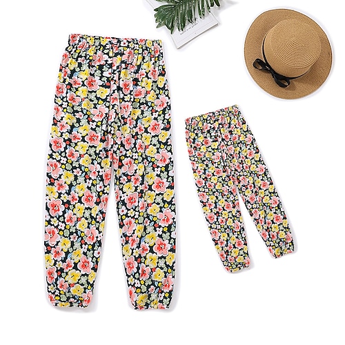 

Mommy and Me Pants Floral Home Multicolor Vacation Matching Outfits