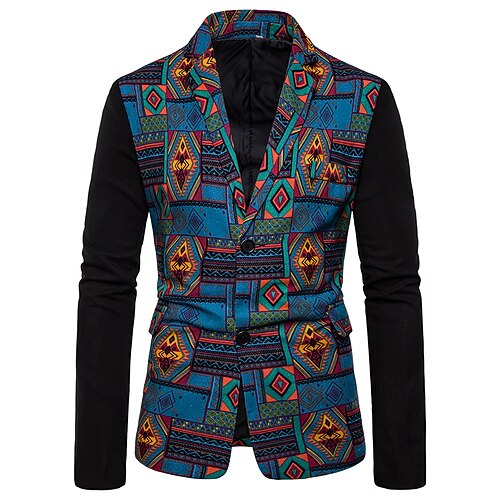 

Men's Fashion Blazer Regular Standard Fit Patchwork Single Breasted Two-buttons Lake blue 2022