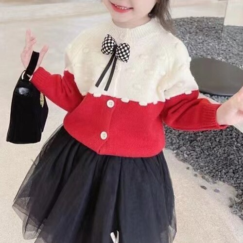 

Kids Girls' Cardigan Color Block Outdoor Long Sleeve Cute Wool 3-6 Years Winter Green Pink Wine