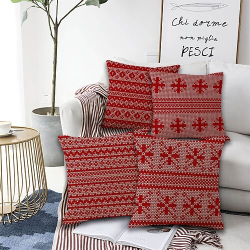 

Christmas Double Side Throw Pillow Cover 4PC Soft Decorative Square Cushion Case Pillowcase for Bedroom Livingroom Sofa Couch Chair Superior Quality Machine Washable