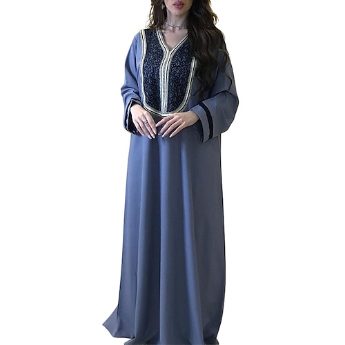 

Women's Casual Dress Shift Dress Swing Dress Long Dress Maxi Dress Light Green Dusty Blue Dark Blue Long Sleeve Lace Fall Spring Summer V Neck Fashion Winter Dress Weekend Fall Dress Loose Fit 2022 S