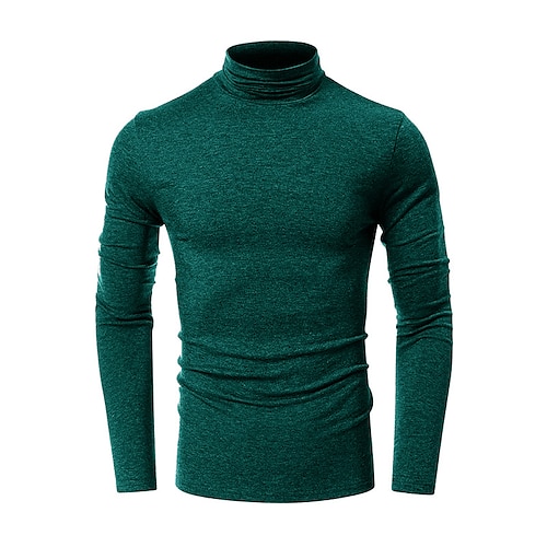 

Men's T-Shirt Outfits Turtleneck shirt Geometry Rolled collar Green Blue Yellow Khaki Royal Blue Outdoor Leisure Sports Long Sleeve Warm Clothing Apparel Simple Essential