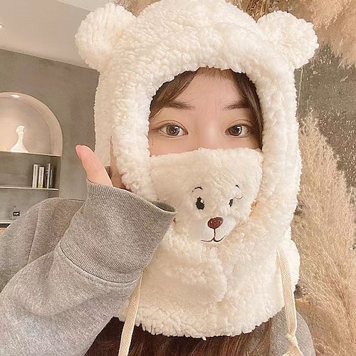 

Hat Winter Hats Women's Khaki Beige Coffee Outdoor Street Dailywear Embroidery Animal Bear Windproof Comfort Warm