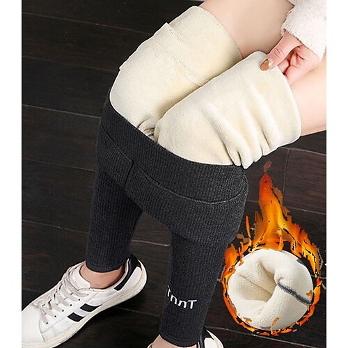 

Women's Fleece Pants Leggings Cotton Blend Fleece lined Gark Grey Light Grey Black High Waist Casual Home Office High Cut High Elasticity Full Length Thermal Warm One-Size Plus Size