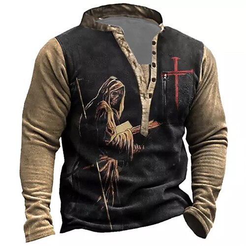

Men's Unisex Sweatshirt Pullover Button Up Hoodie Black Standing Collar Color Block Skull Graphic Prints Zipper Print Daily Sports Holiday 3D Print Streetwear Designer Casual Clothing Apparel Hoodies
