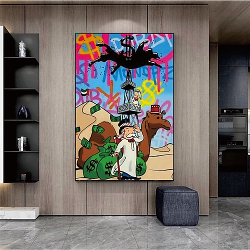 

Handmade Hand Painted Oil Painting Wall Street Art Modern Abstract Alec Monopoly Painting Home Decoration Decor Rolled Canvas No Frame Unstretched