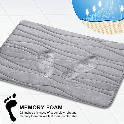 

Alfombrillas de baño suaves de espuma viscoelástica, alfombrillas de baño absorbentes antideslizantes, alfombrilla trasera de goma para suelos de cocina y baño