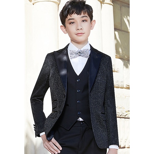 

Party Three-piece Suit ( Vest ) Kids Boys Ring Bearer Suits Long Sleeve Cotton Blend Solid Colored 3-17 Years