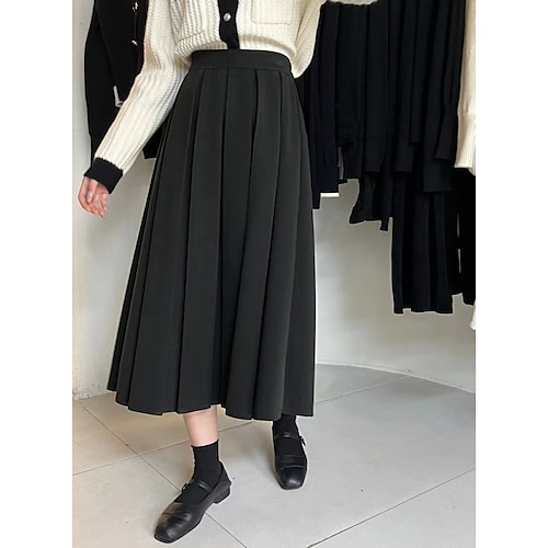 

Women's Skirt Midi Woolen Black khaki Brown Grey Skirts Fashion Casual Daily Weekend One-Size