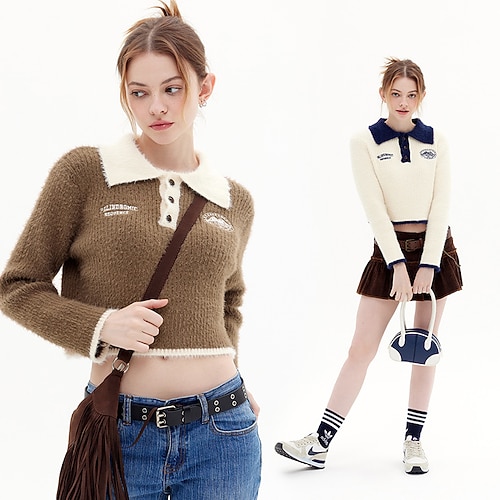 

Spicy Girls Punk & Gothic Y2K Year 2000 Knit / Cutsew Masquerade Women's Japanese Cosplay Costumes Beige / Coffee