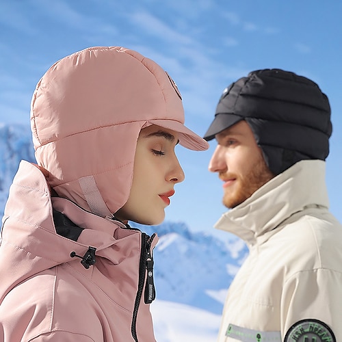 

Men's Women's Hiking Down Hat Winter Trapper Hat Outdoor Thermal Warm Waterproof Waterproof Ear Flap Windproof Warm Hat Down Pink khaki Light Grey for Hunting Ski / Snowboard Fishing Breathable