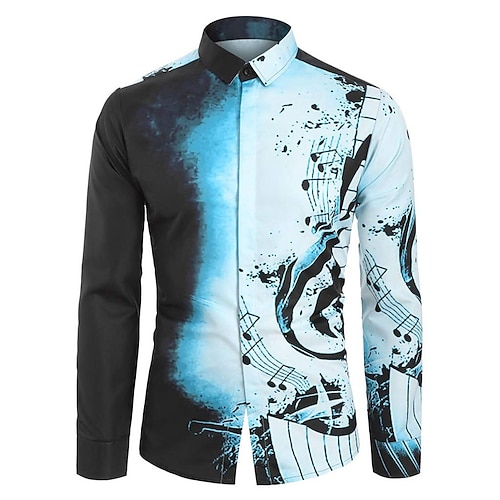 

Homme Chemise Remarques Col rabattu Bleu 3D effet Extérieur Plein Air Manches Longues Bouton bas Imprimer Vêtement Tenue Mode Design Casual Respirable