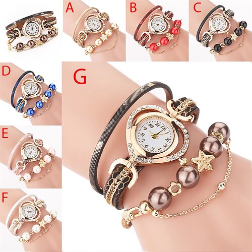 

Femme Montres à quartz Montre Diamant Créatif Avec Bijoux Kit bracelet Bracelet en cuir Suivre